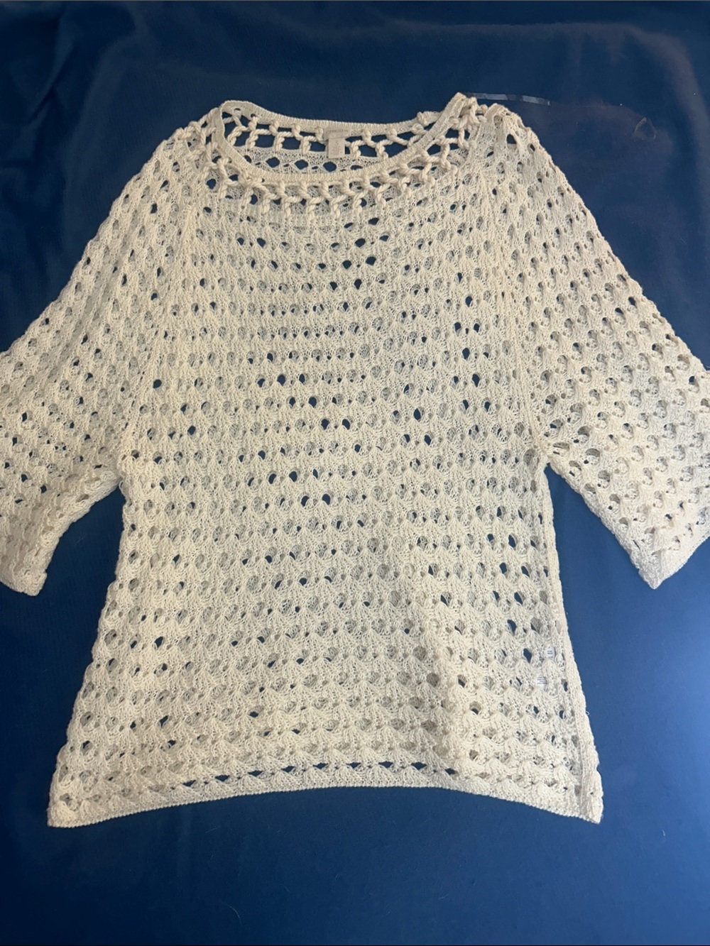 Chico's Cream Open-Knit Scoop Neck Sweater